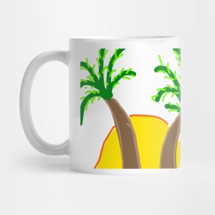 Brown coconut tree summer beach sun art Mug